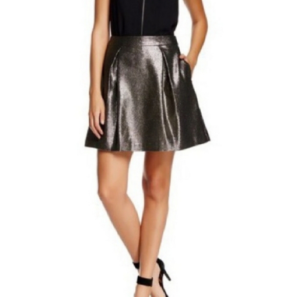 Trina Turk Dresses & Skirts - Trina Turk Black & Gold Metallic A-Line Sk…
